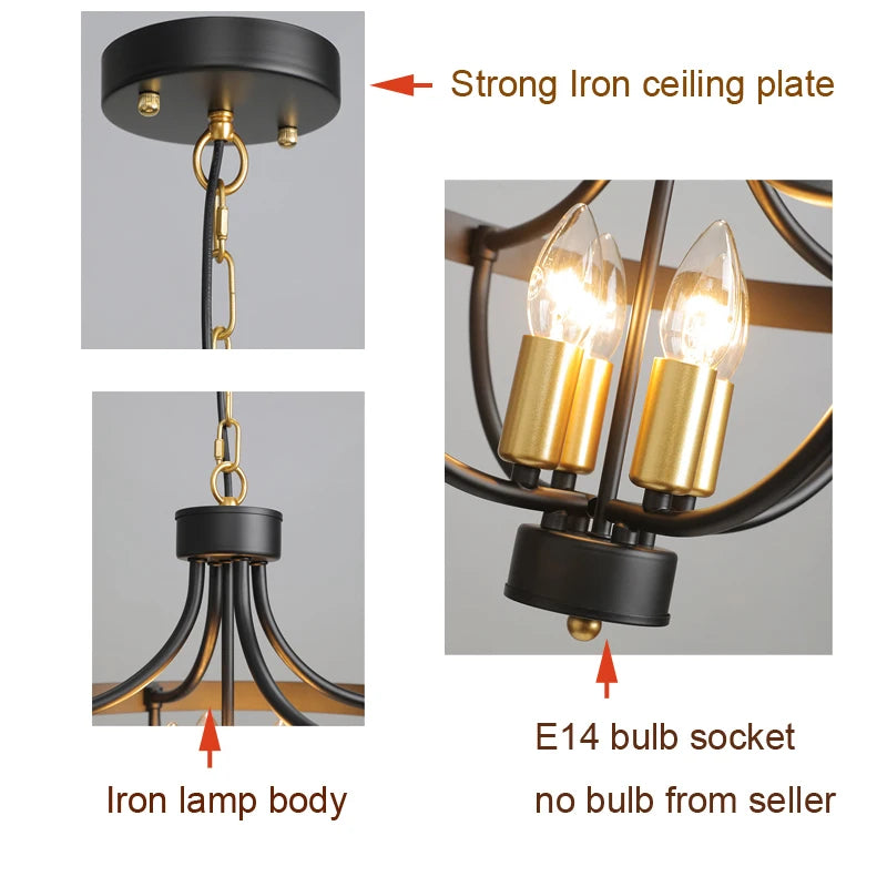 Modern Farmhouse Geometric Chandelier Light Fixture Pendant Lamp for Kitchen Rustic Hanging Pendant Lighting For Dining Room