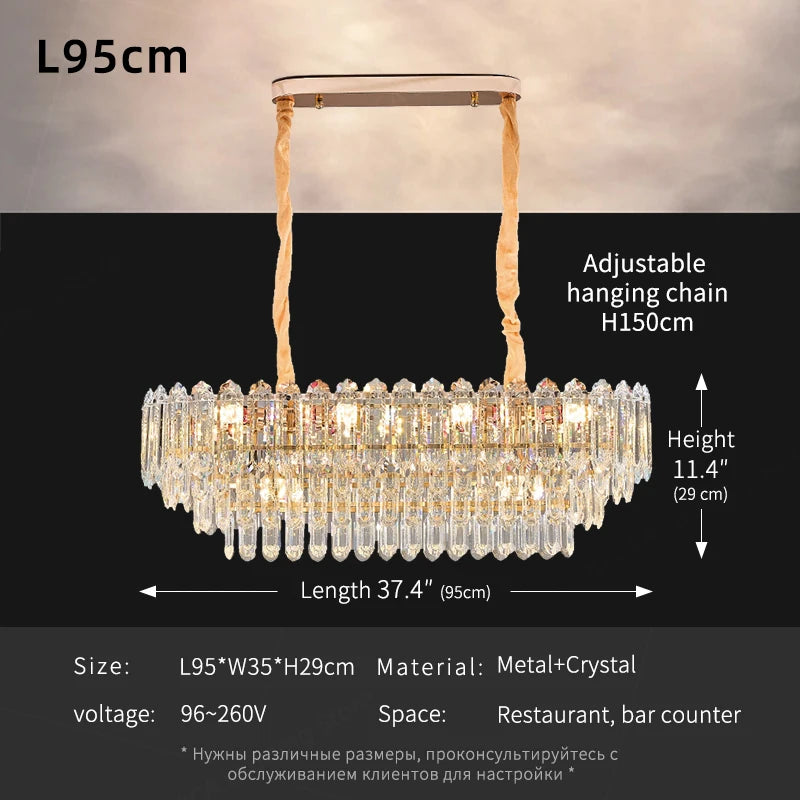 Modern LED Ceiling Hanging Lamp for Living Room Designer Luxury Circular Dining Table Pendant Lighting Crystal High Chandelier