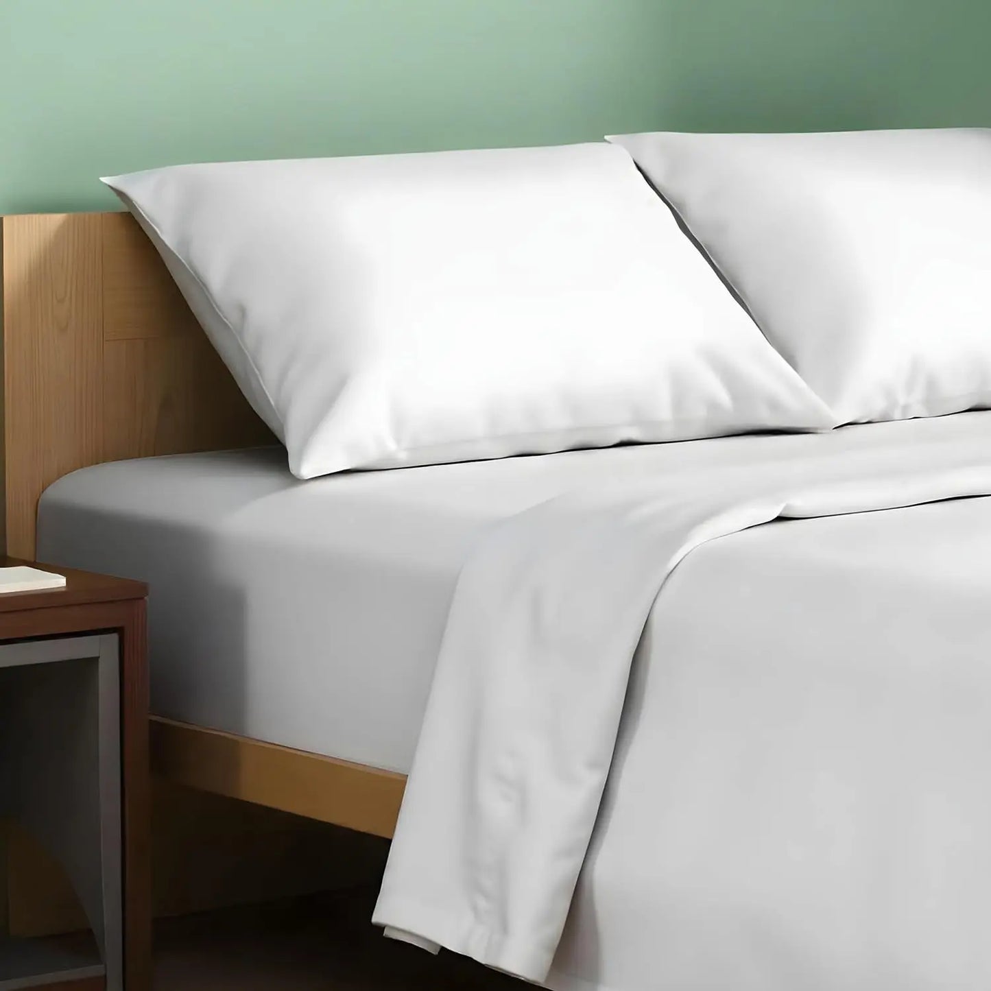 Queen Size Organic Cotton Sheets - 4 PC Percale Weave Set, Soft & Breathable, 16" Deep Pocket Hotel Quality Bedding