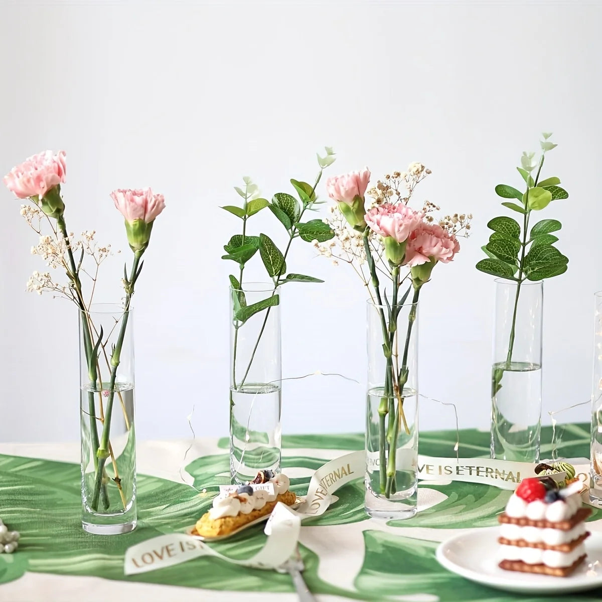 12 Pieces Glass Cylinder Vase, Clear Small Flower Vase, Home Decoration Vase, Party Decoration Vase, Suitable for Wedding