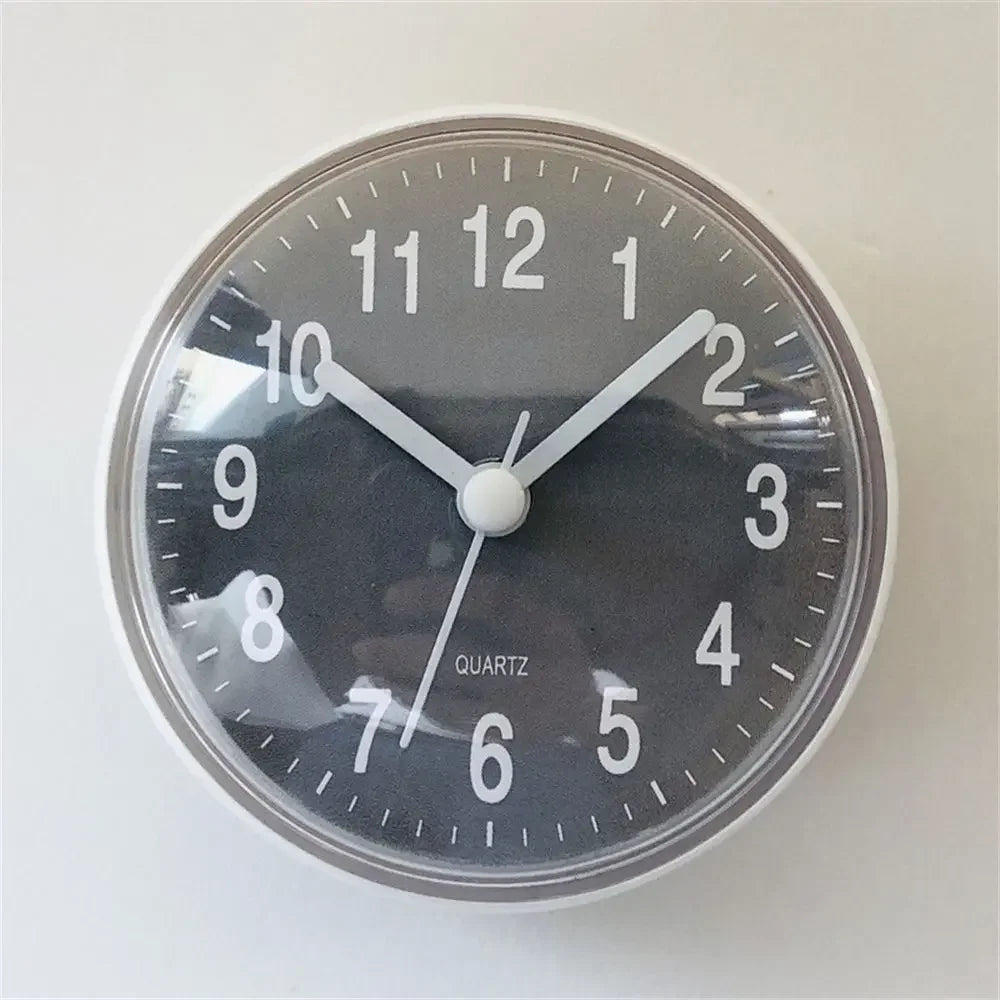 Shower Anti Fog Waterproof Mini Small Table Decoration Kitchen Living Bathroom Room Wall Clock Toilet Round Quartz Sucker 7cm