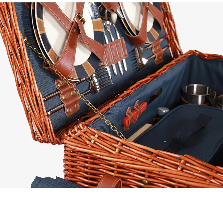 Willow Rattan Picnic Basket Outing and Leisure Camping Fruit and Vegetable Food Storage Basket Handmade Woven Basket