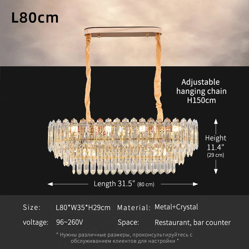 Modern LED Ceiling Hanging Lamp for Living Room Designer Luxury Circular Dining Table Pendant Lighting Crystal High Chandelier