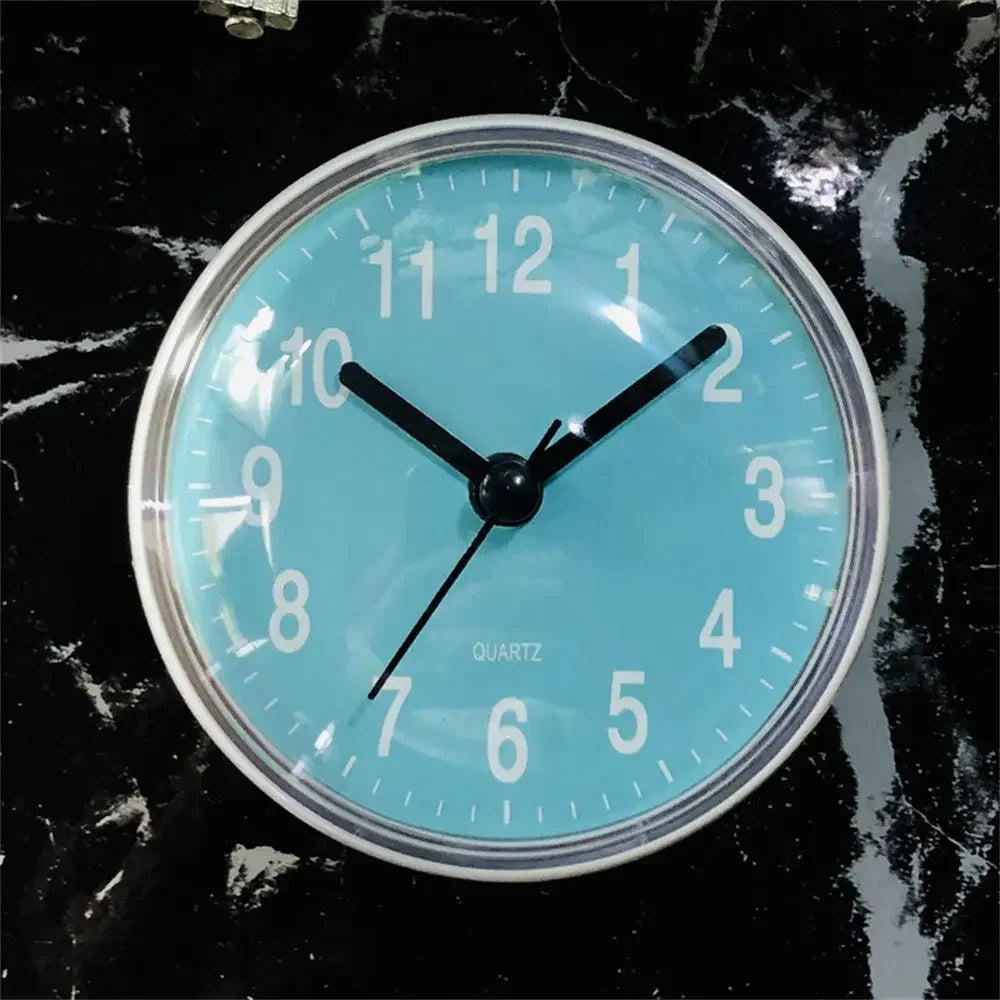 Shower Anti Fog Waterproof Mini Small Table Decoration Kitchen Living Bathroom Room Wall Clock Toilet Round Quartz Sucker 7cm