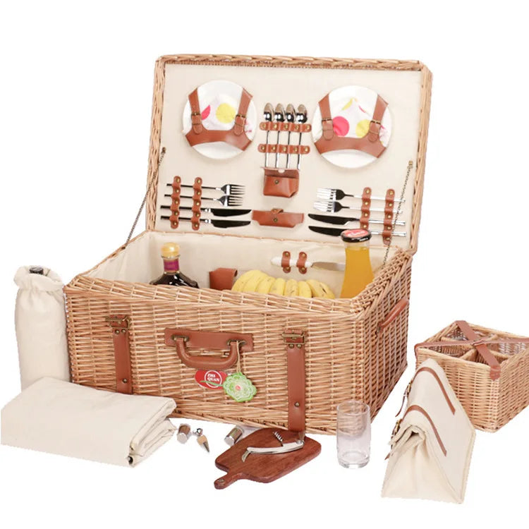 Willow Rattan Picnic Basket Outing and Leisure Camping Fruit and Vegetable Food Storage Basket Handmade Woven Basket
