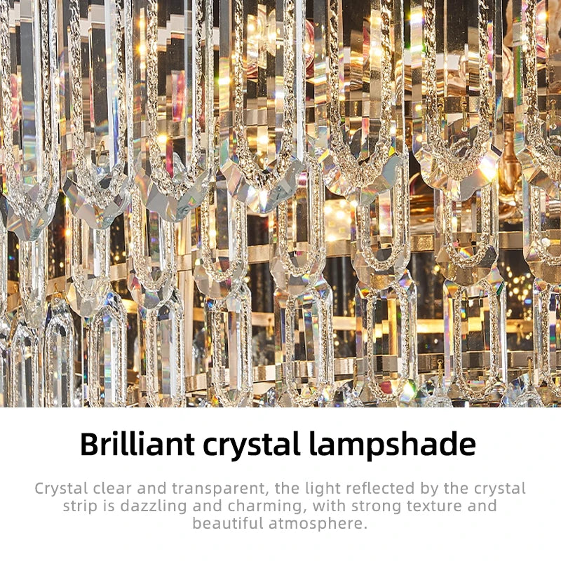 Modern LED Ceiling Hanging Lamp for Living Room Designer Luxury Circular Dining Table Pendant Lighting Crystal High Chandelier