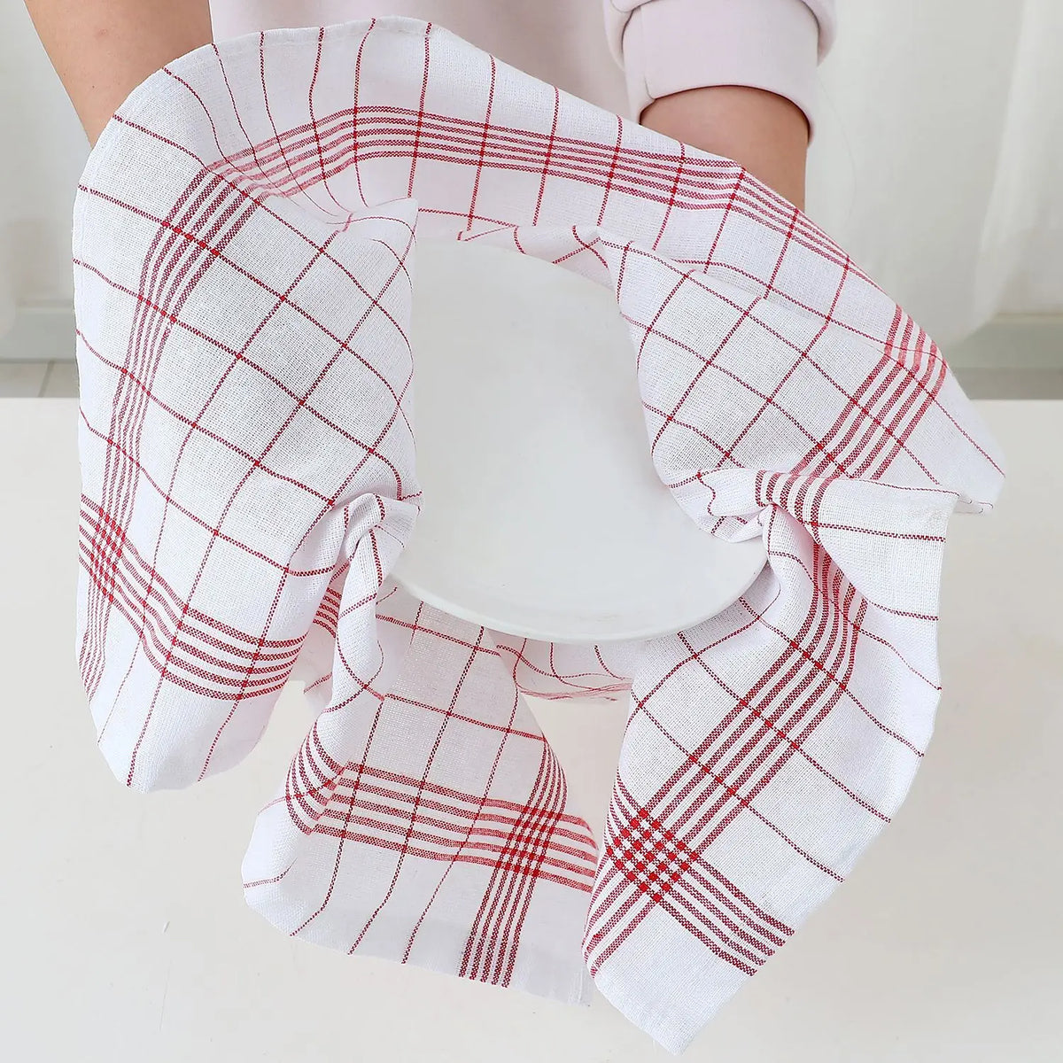 1/5/10pcs Classic Plaid Dish Towel Scouring Pad, Soft Large Size Kitchen Towel, Suitable for Bar and Kitchen Cleaning