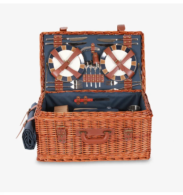 Willow Rattan Picnic Basket Outing and Leisure Camping Fruit and Vegetable Food Storage Basket Handmade Woven Basket
