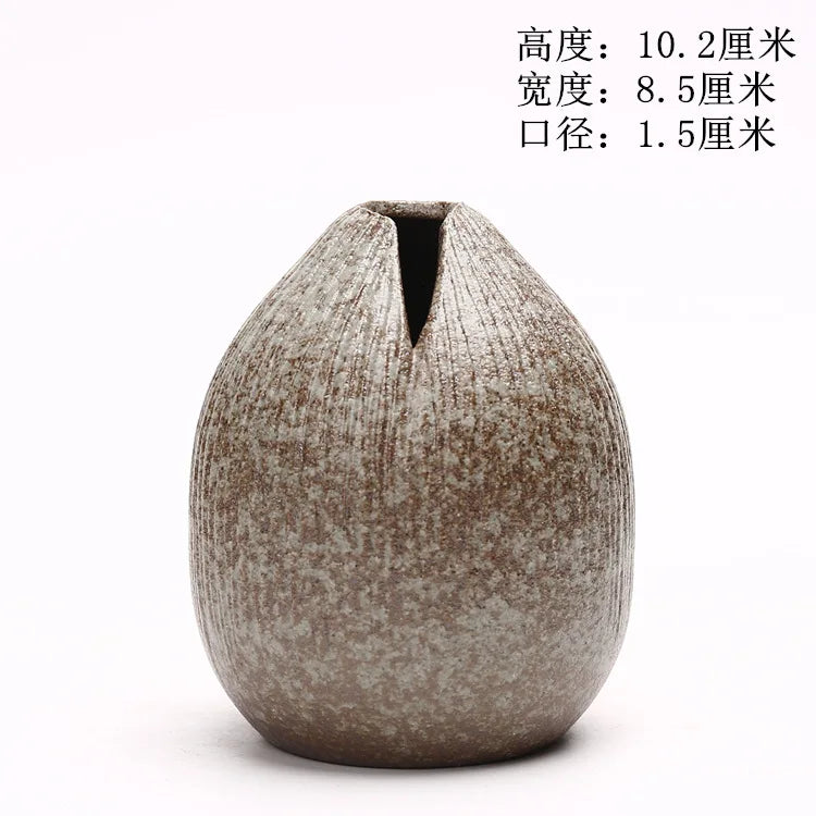 Japanese Style Terracotta Vase Imitation Stone Abstract Flower Arranger Table Top Vintage Ornament Living Room Flower Vase