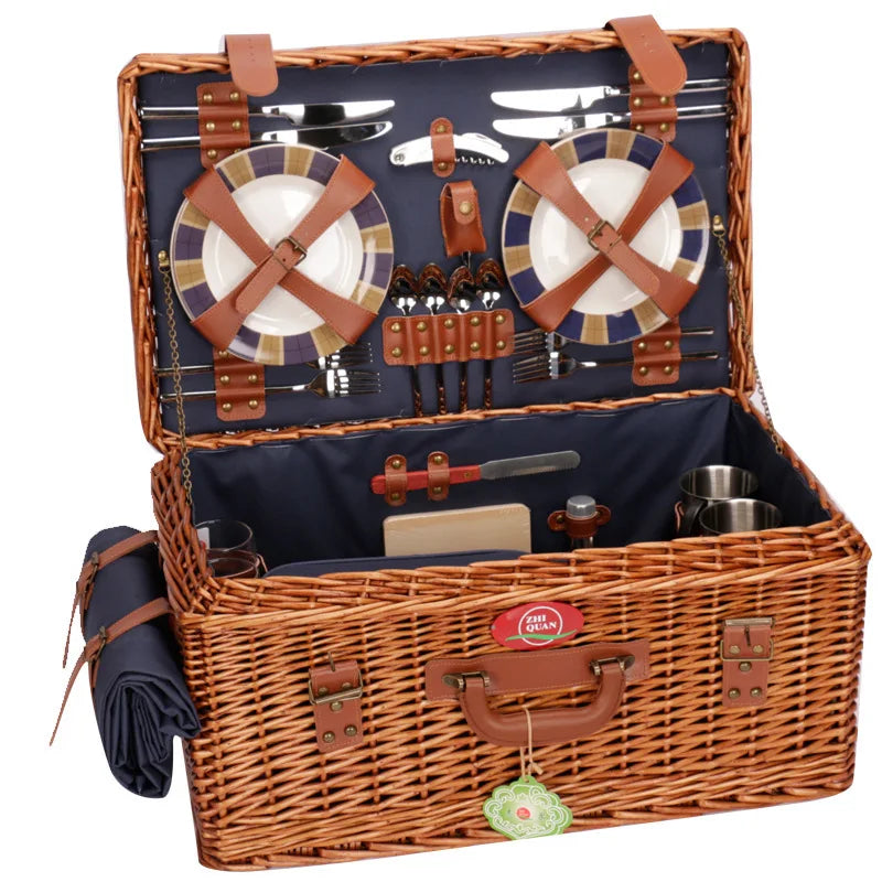 Willow Rattan Picnic Basket Outing and Leisure Camping Fruit and Vegetable Food Storage Basket Handmade Woven Basket